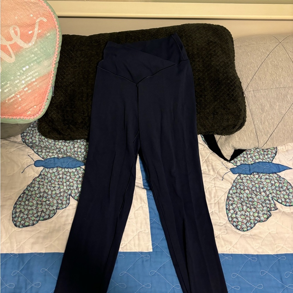 Navy Blue Cross Over Leggings
